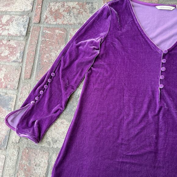 Soft Surroundings Purple Velvet Blouse Button Size S - Picture 2 of 4